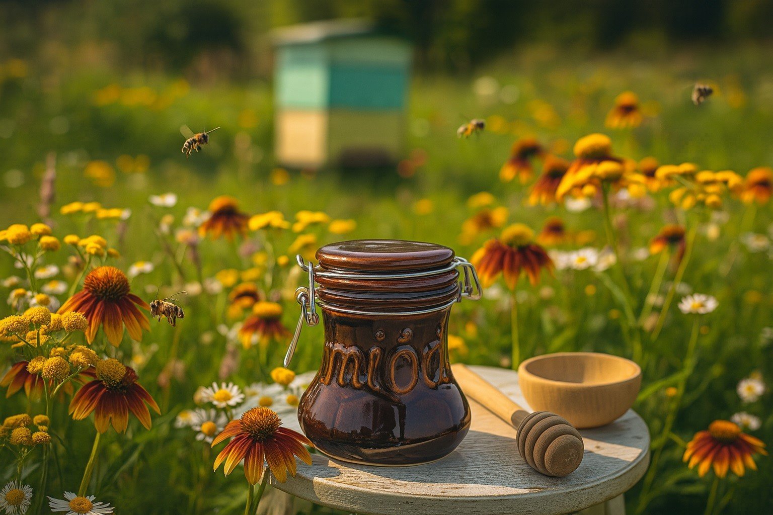 Pojemnik ceramiczny na miód 300 ml Brązowy 3330