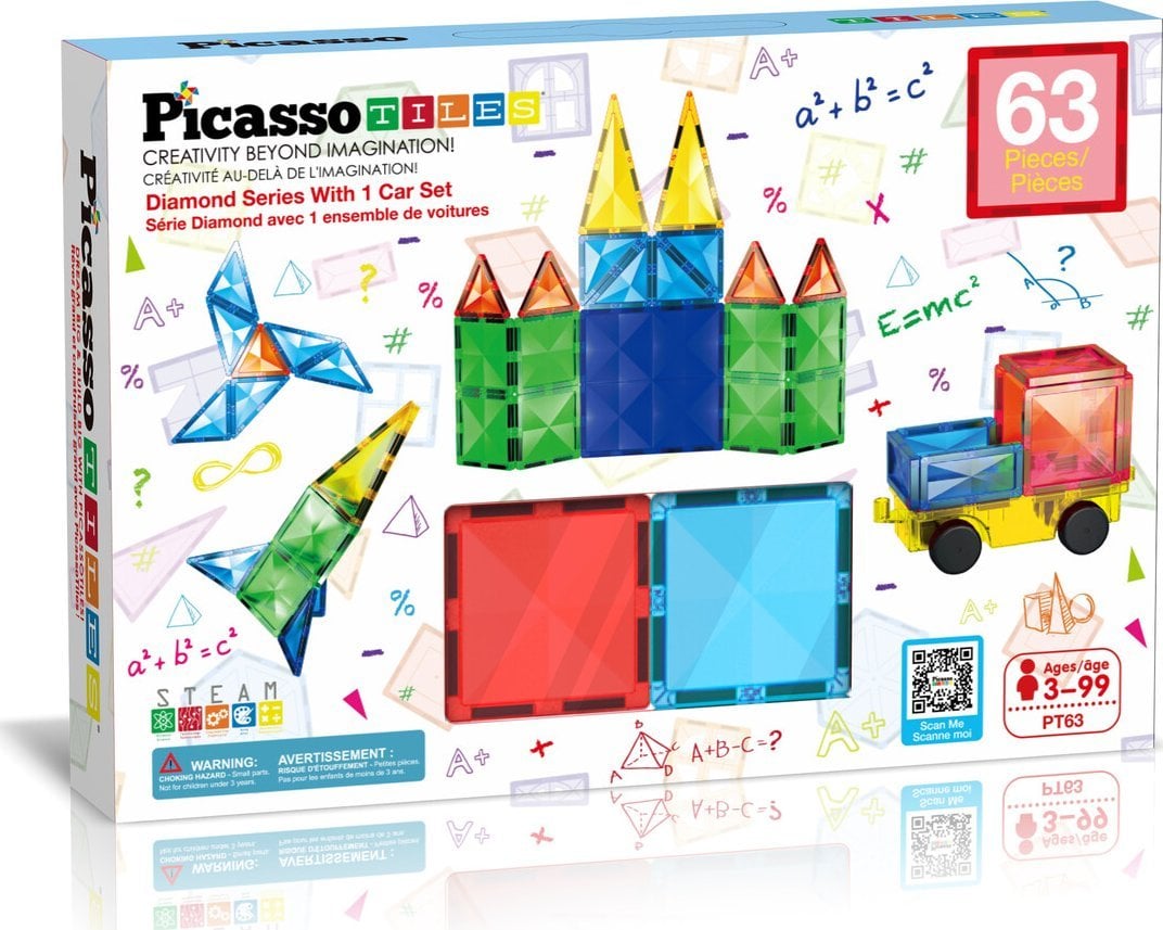 Picasso Tiles Diamond Series Magnetic Tiles set 63pcs building set