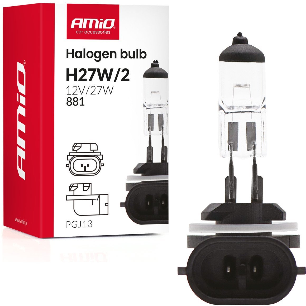 Żarówka halogenowa h27w/2 881 pgj13 12v 27w amio-04413