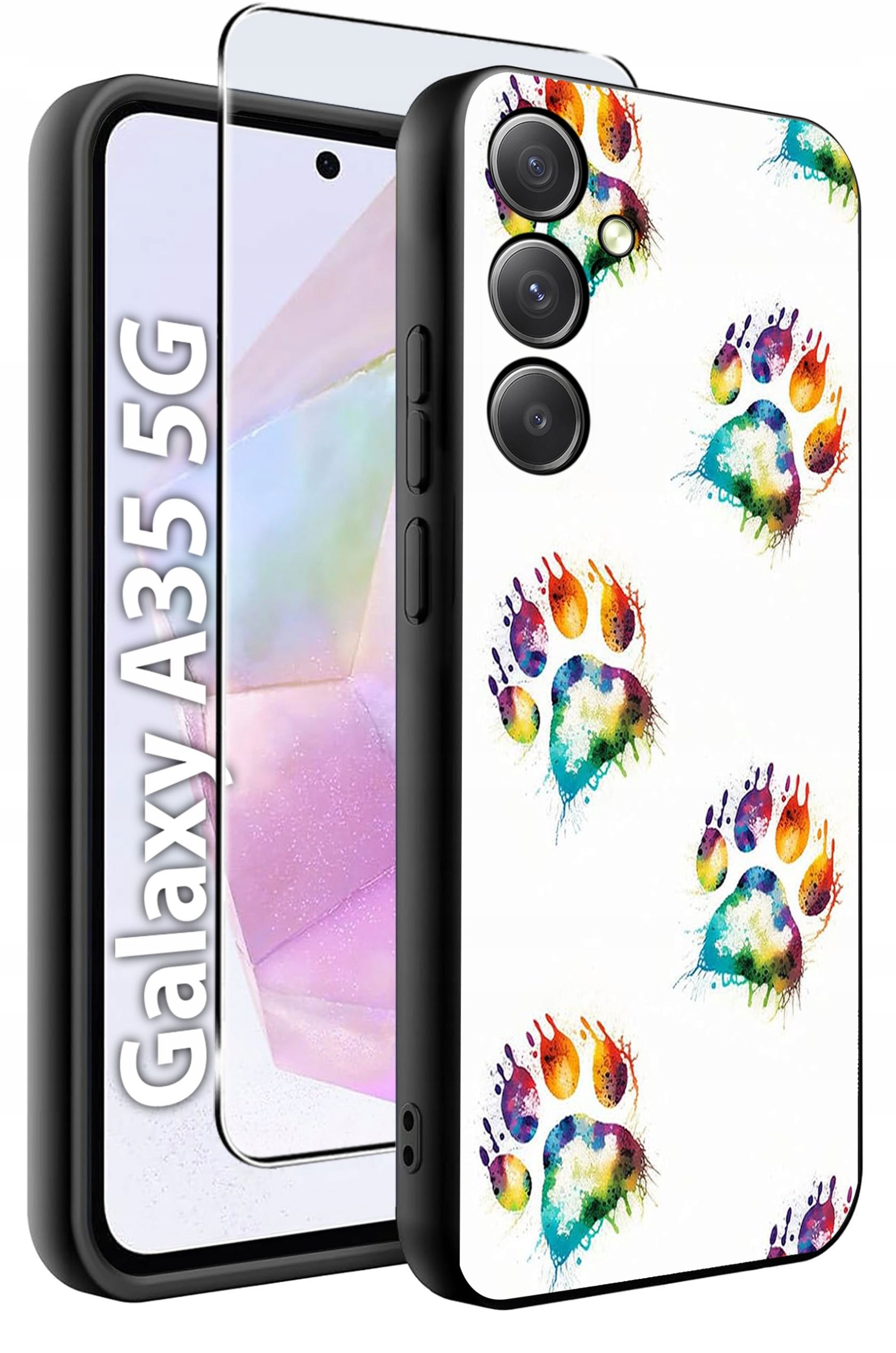 ETUI do Samsung A35 5G WZORY | SILIKONOWE MATT CASE + SZKŁO HARTOWANE 9H