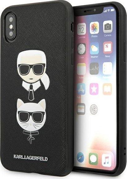 Karl Lagerfeld Etui KLHCPXSAKICKCBK Apple iPhone XS/X czarny/black hardcase Saffiano Ikonik Karl&Choupette Head