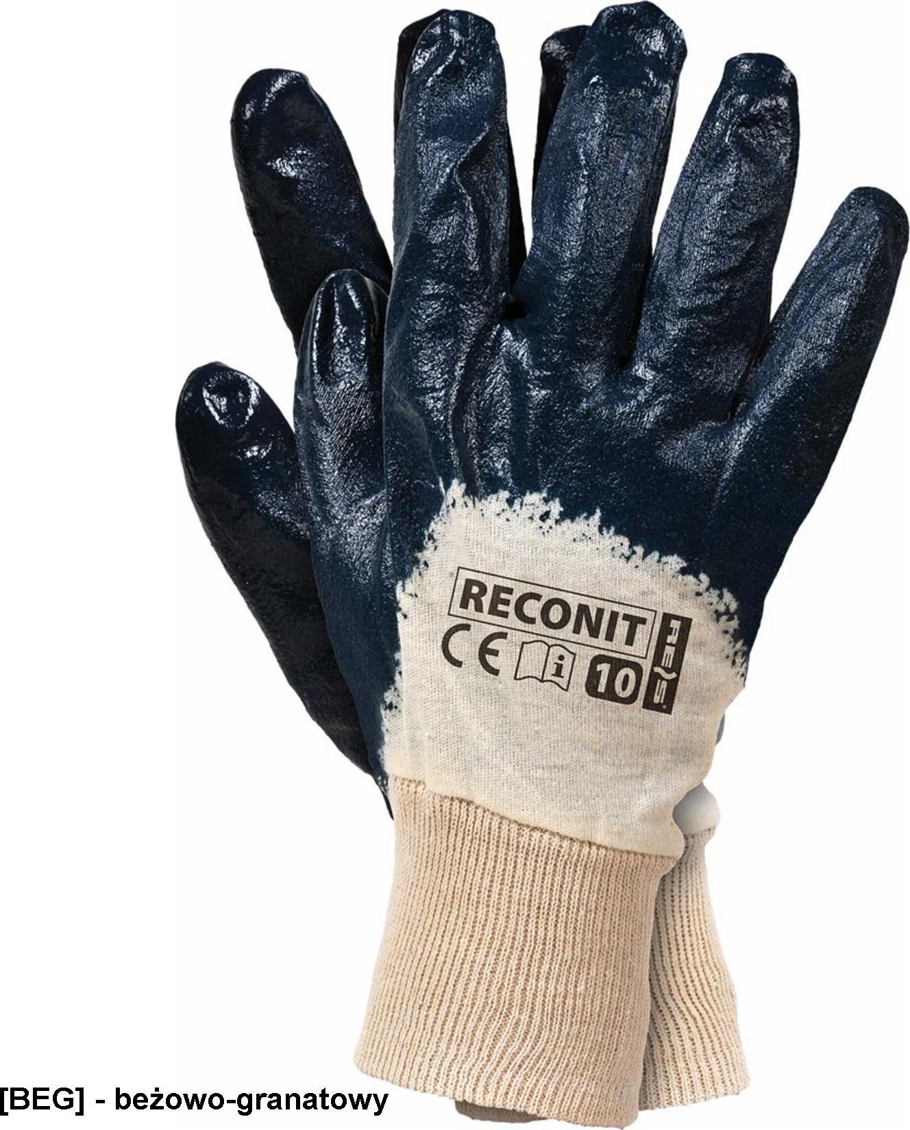 R.E.I.S. RECONIT NIEBIESKI - rękawice ochronne - beżowo-granatowy 7