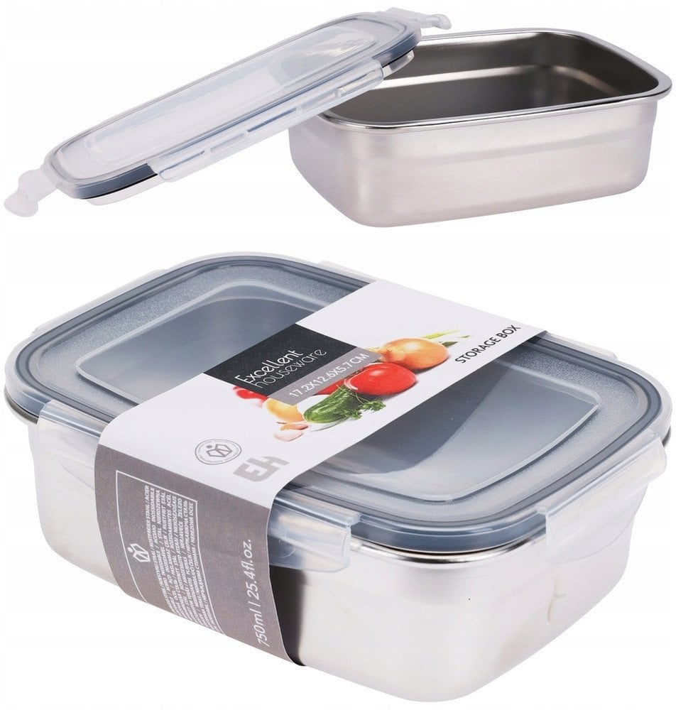 Pojemnik na Jedzenie Stalowy z Pokrywką Uszczelką EXCELLENT HOUSEWARE 700ml