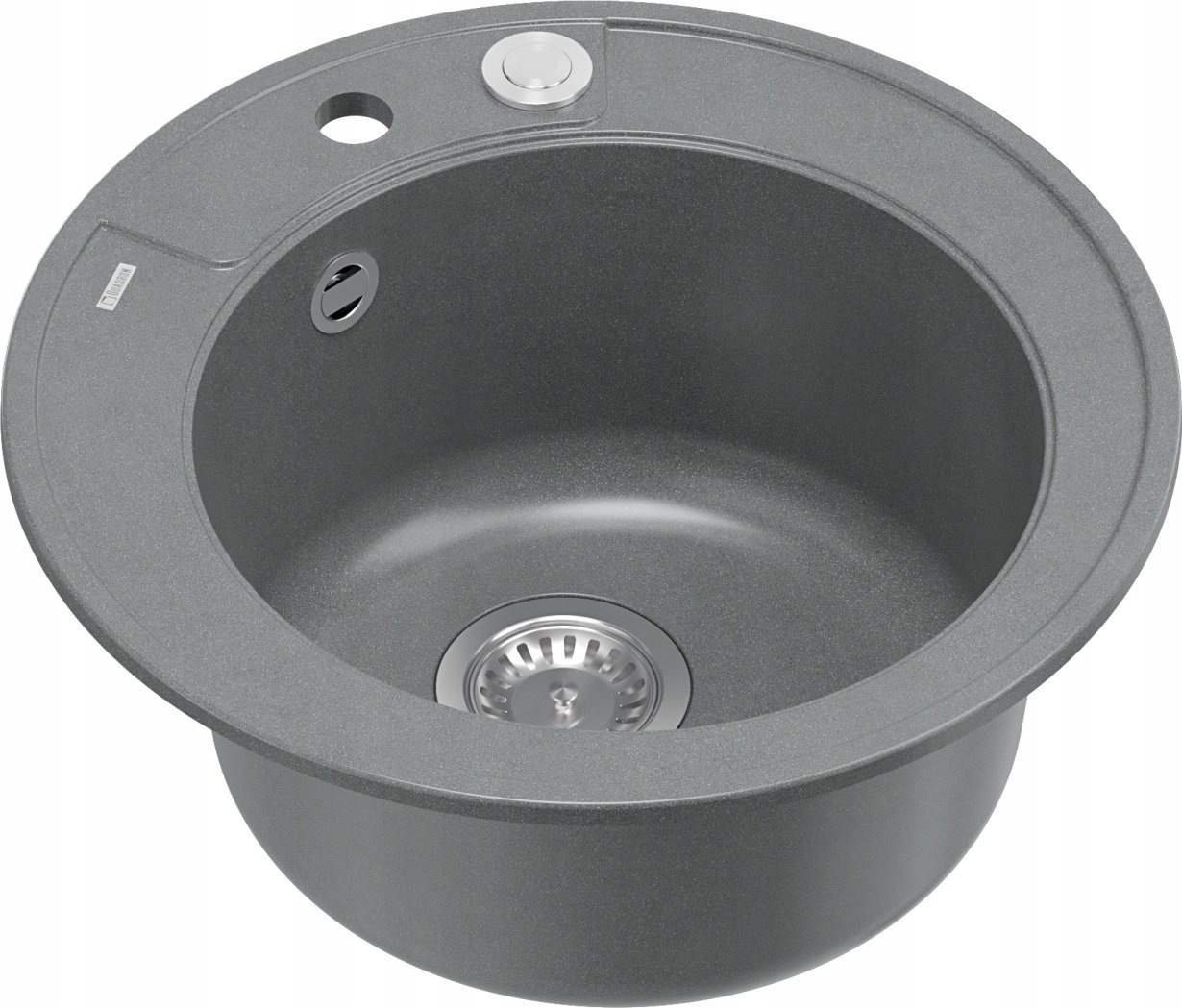 Zlewozmywak GraniteQ MORGAN 210 zlewozmywak silver stone z syfonem Push To Open stal szlachetna okrągły 1-komorowy b/o