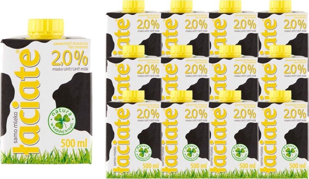 Łaciate Łaciate Mleko UHT 2,0 % 500 ml x 12 sztuk