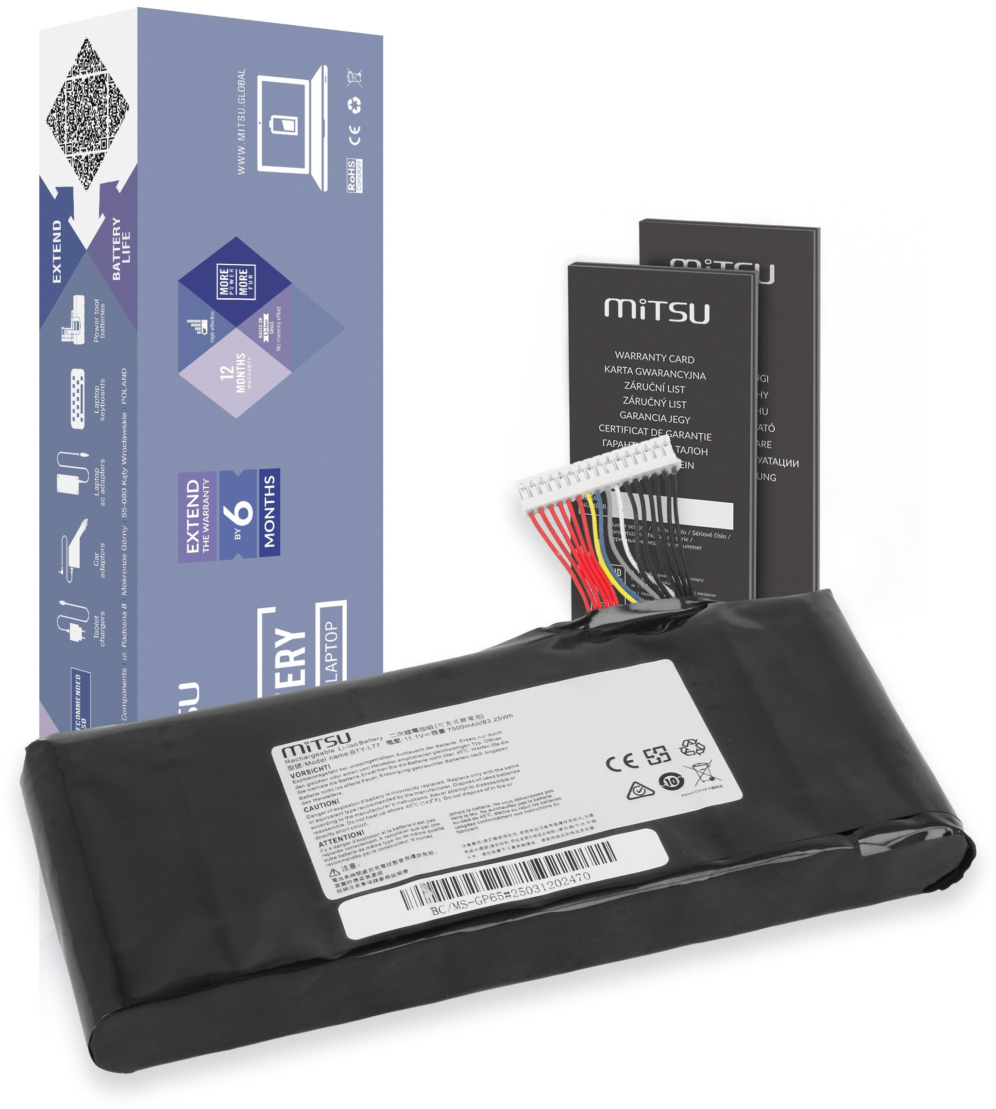 Bateria Mitsu do MSI Leopard GP65, GT72, GT76, WT72