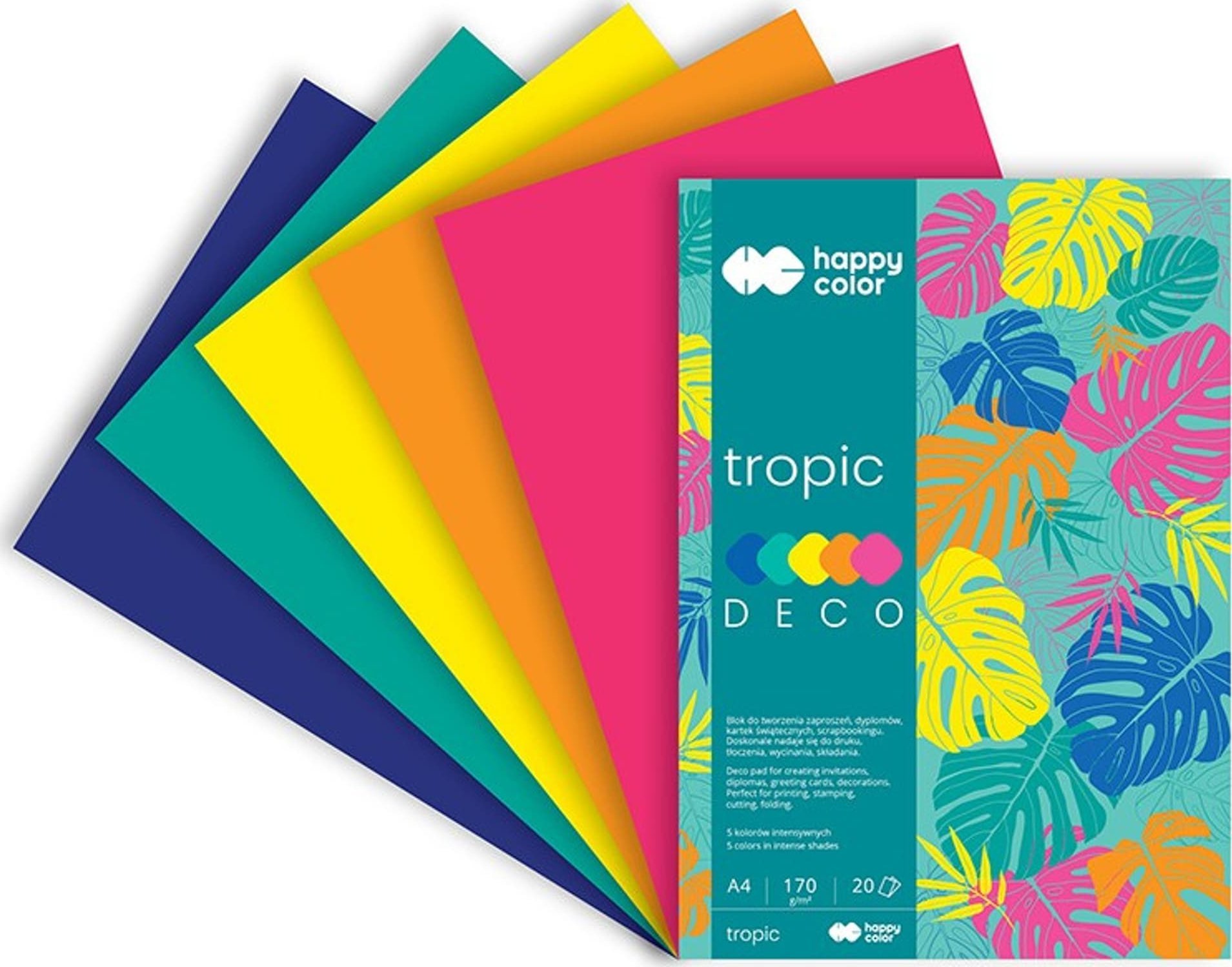 Blok DECO TROPIC A4 20ark. 5 kolorów 170g. HA 3817 2030 Happy Color