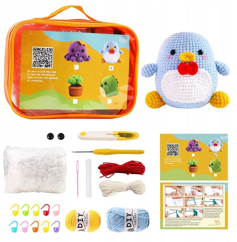 Zestaw do SZYDEŁKOWANIA Kompletny ZRÓB TO SAM DIY Prezent Dzieci PINGWINEK