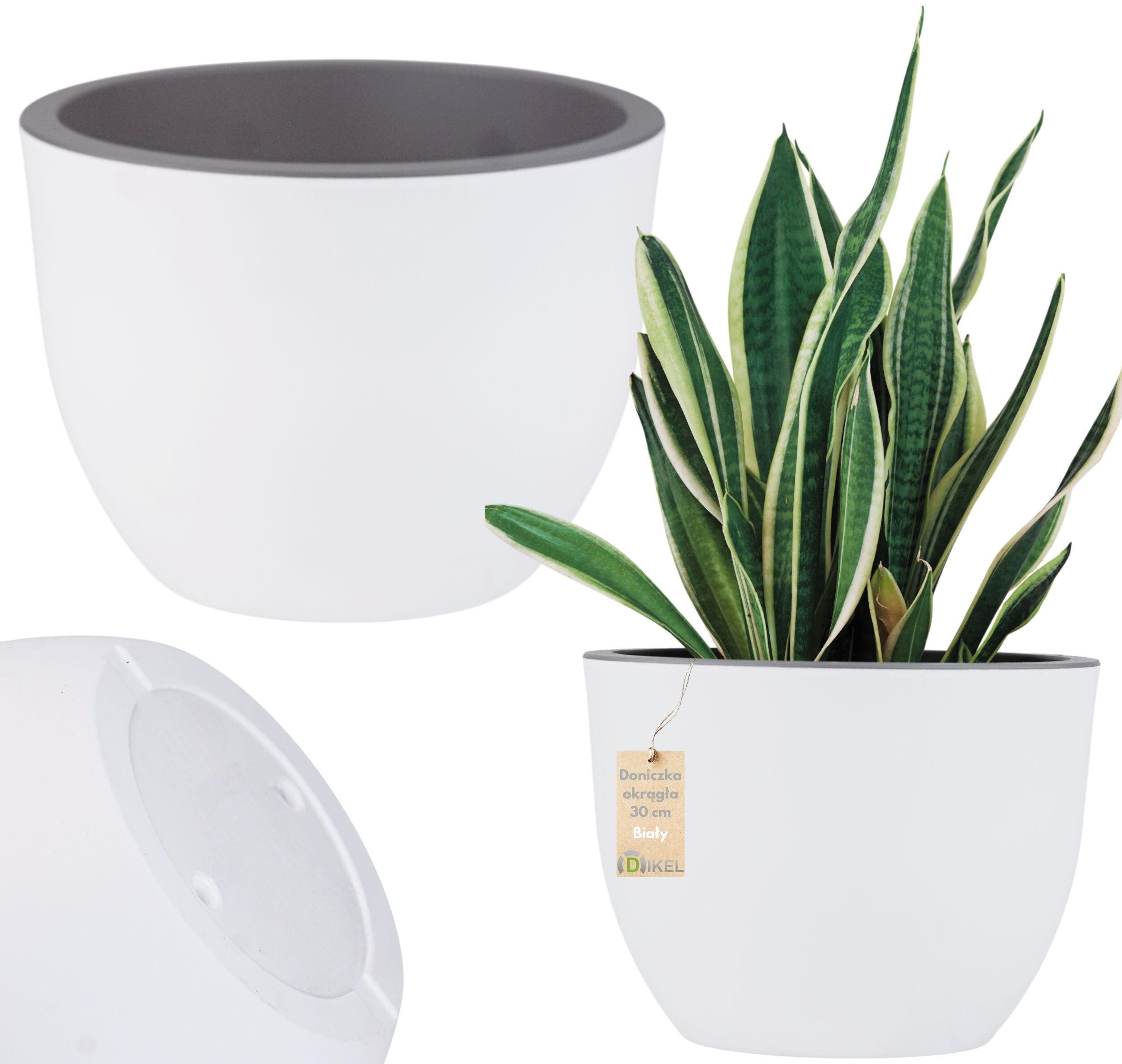 Dikel Doniczka okrągły dwukolorowy niski matowy 13l Donica 30x22cm