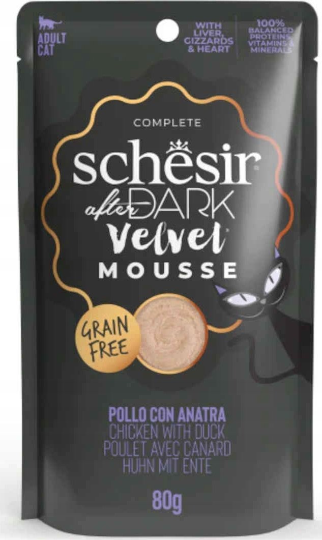 Agras Pet Foods SCHESIR KOT sasz.80g AFTER DARK VELVET MOUSSE KURCZAK + KACZKA