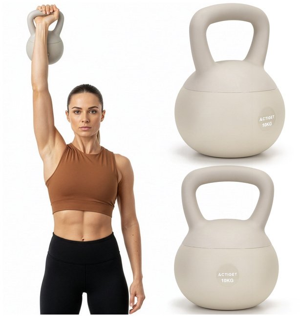 Kettlebell miękki 10 kg kula odważnik hantla ciężar do ćwiczeń fitness, beżowy UNIWERSALNY