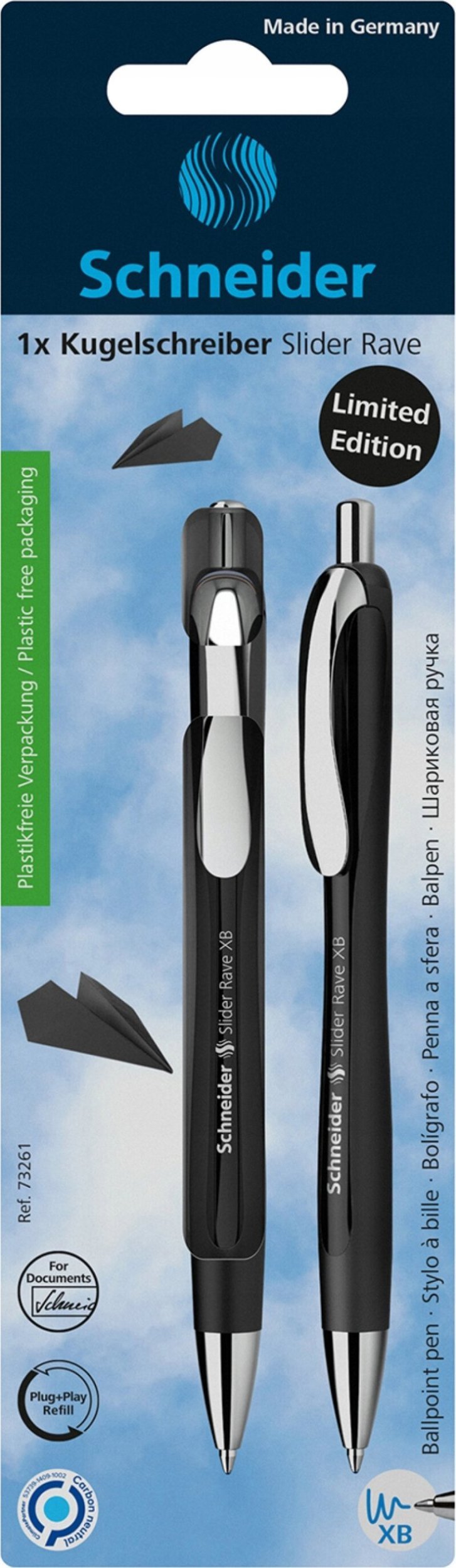 Schneider Długopis automatyczny SCHNEIDER Slider Rave, XB, 1szt., blister, czarny