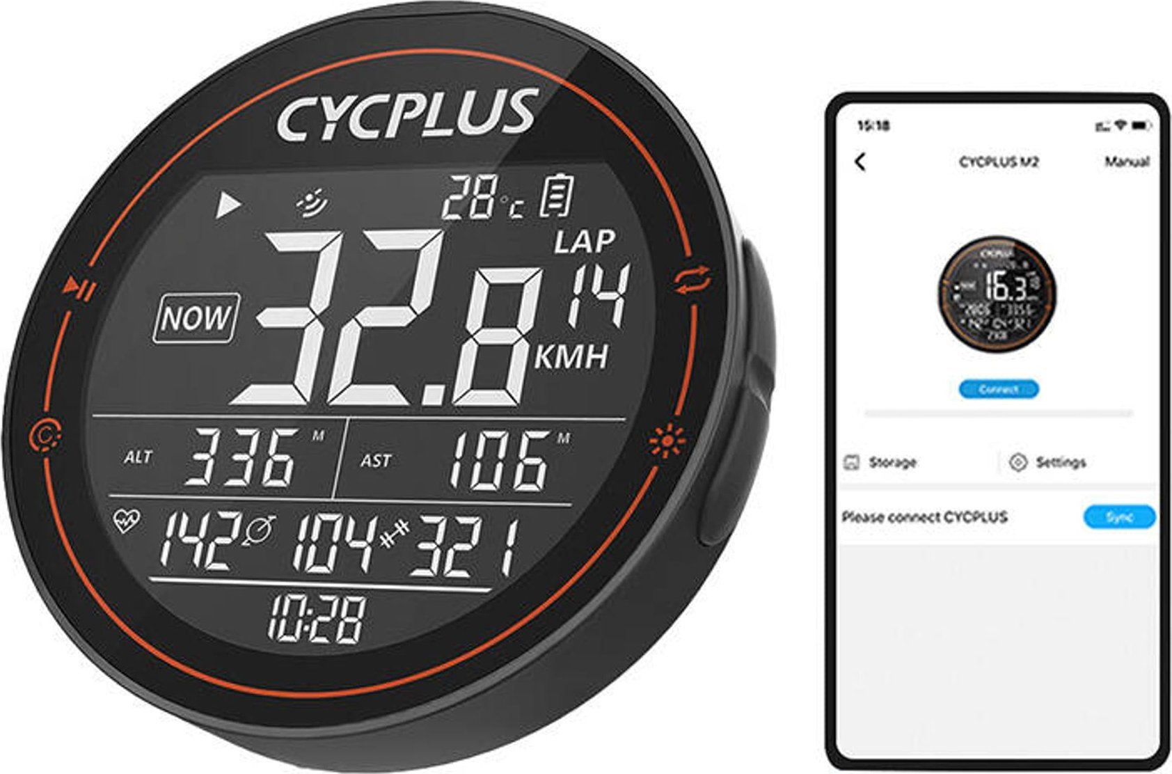 Wahoo Komputer rowerowy Cycplus M2 - kompatybilne z: Strava, Trainingpeaks itp.