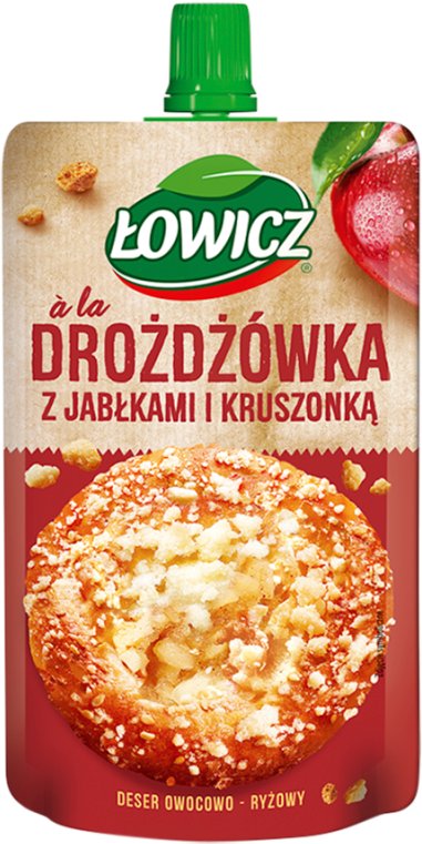 Łowicz Deser owocowo-ryżowy a'la drożdżówka z jabłkami i kruszonką 100 g