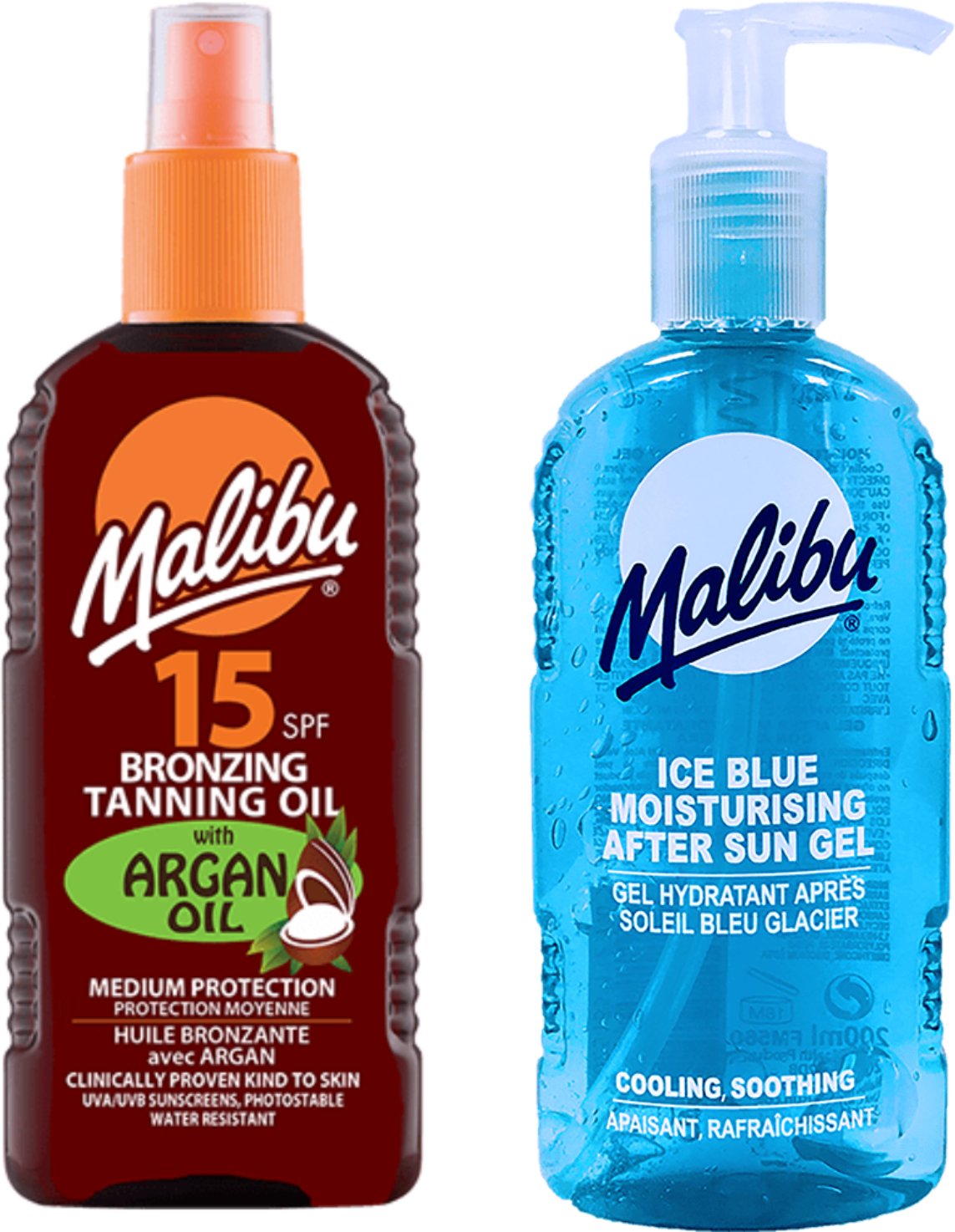 Malibu Olejek Brązujący Z Olejkiem Arganowym SPF15 200ml + Żel Po Opalaniu 200ml