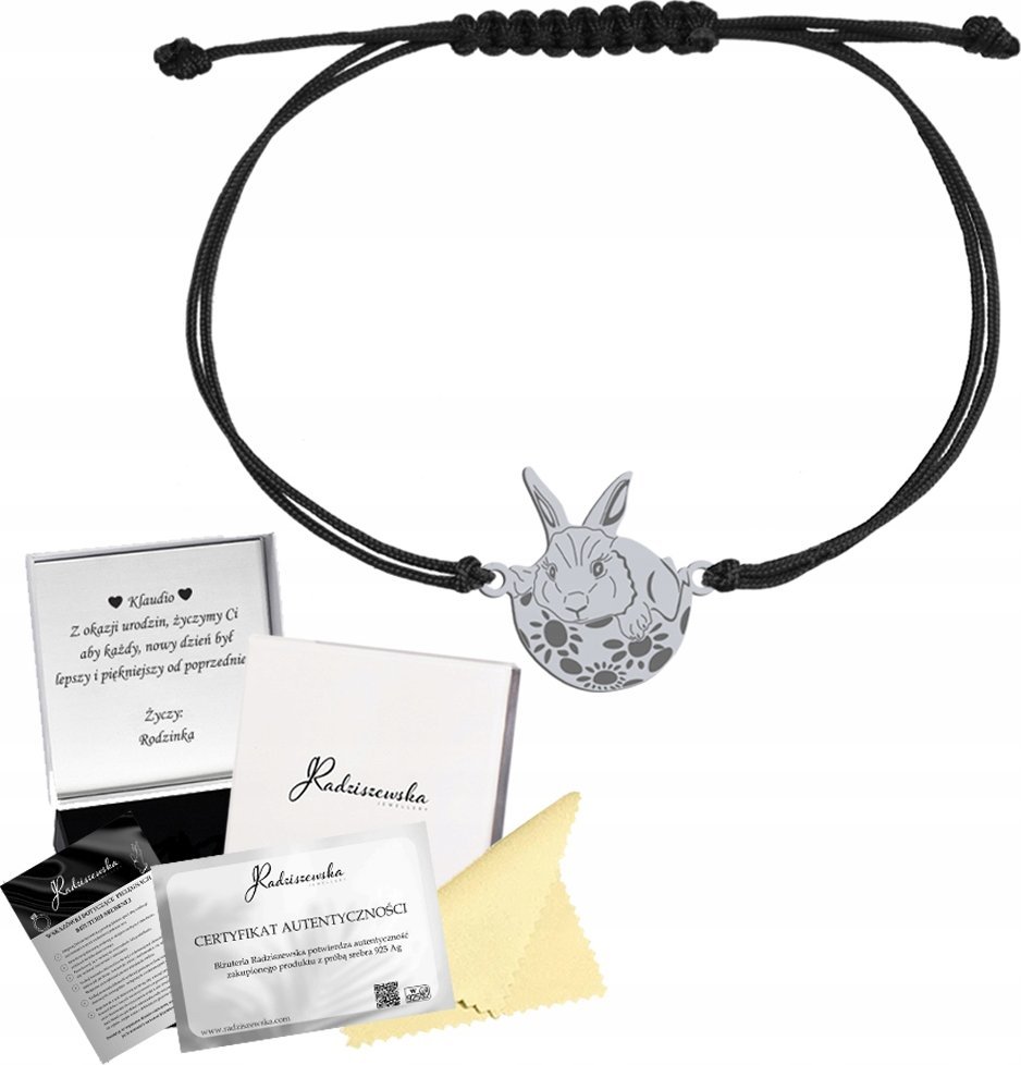 Radziszewska Jewellery Bransoletka Srebrna Zajączek Wielkanocny Prezent GRAWER DEDYKACJA GRATIS