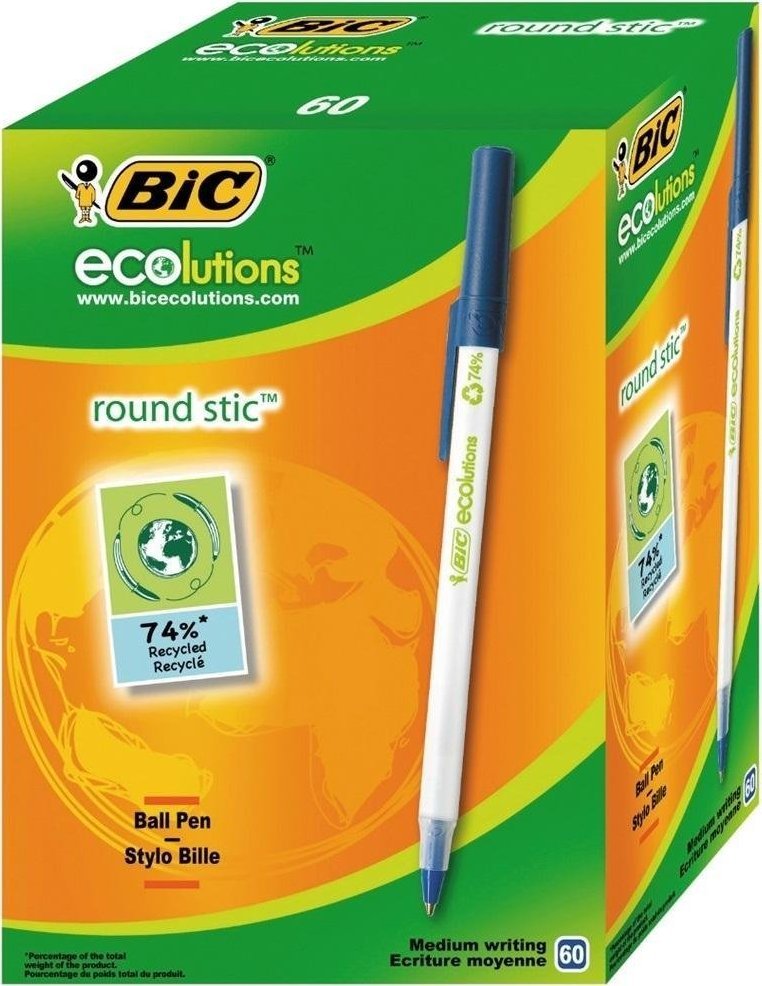 Bic Długopis Round Stick Ecolutions niebieski (60szt)