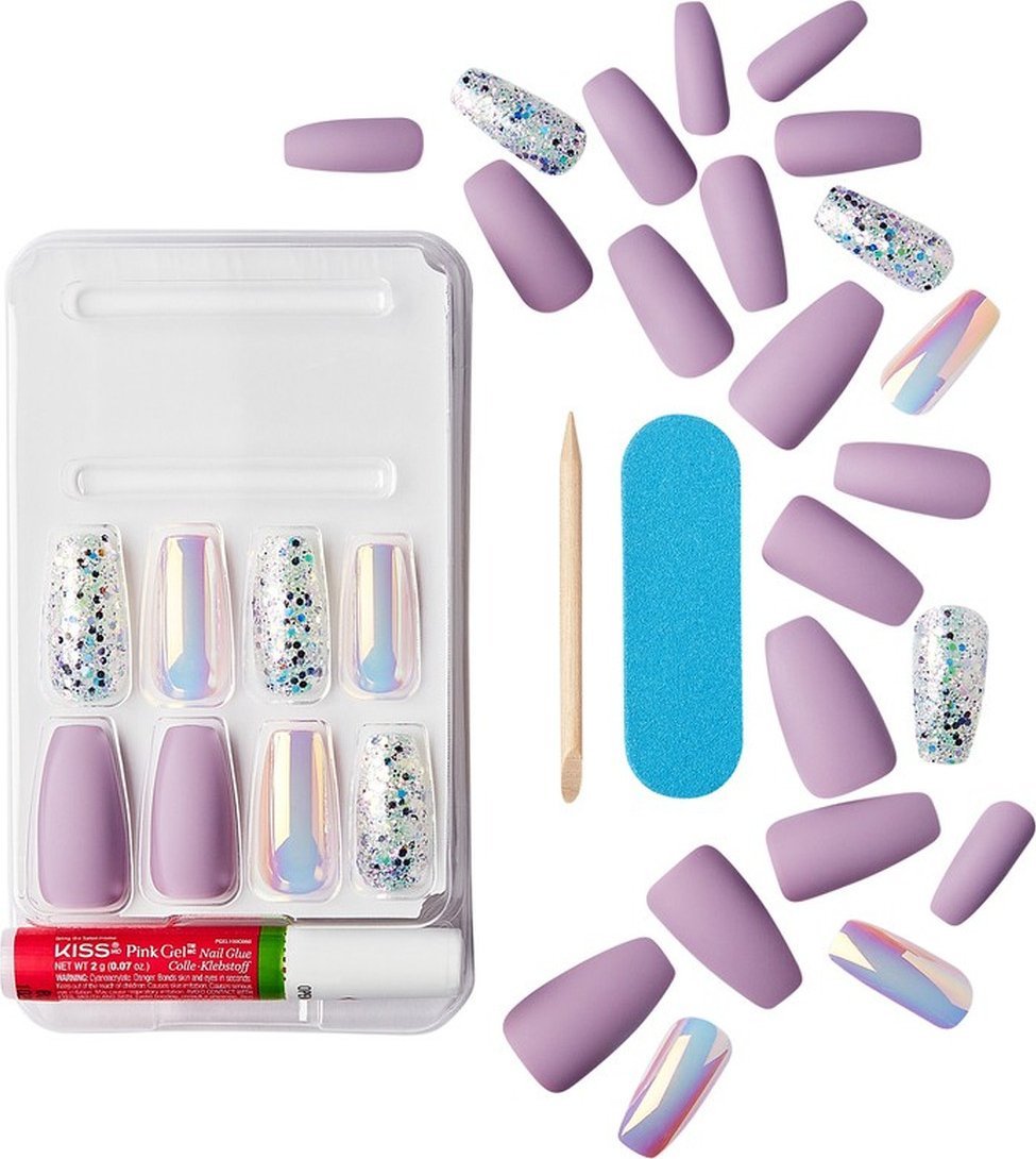 Kiss Sztuczne paznokcie gel fantasy-rainbow rin (rozmiar l) 1op.(28szt)