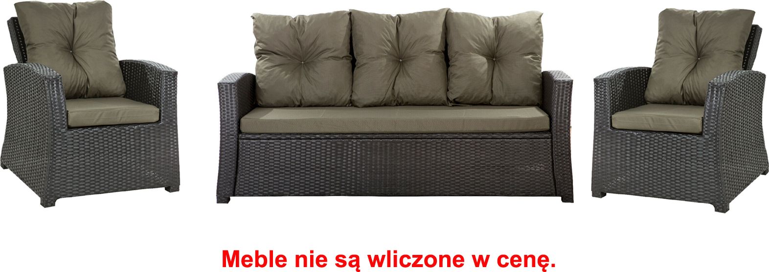 Setgarden Zestaw poduszek na meble ogrodowe rattanowe dla 5 osób rozmiar 168/52