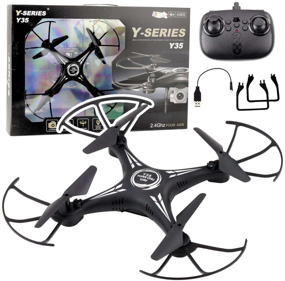 Dron Y-35 Zdalnie Sterowany Lekki Żyroskop Obrót 360 Czarny LEAN Toys