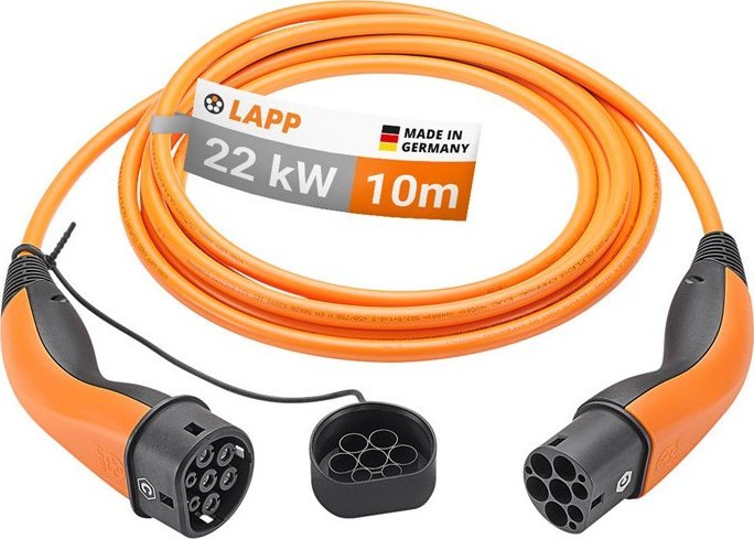 Kabel do ładowania samochodów LAPP Typu 2, do 22 kW, 10 m, pomarańczowy (5555931037)
