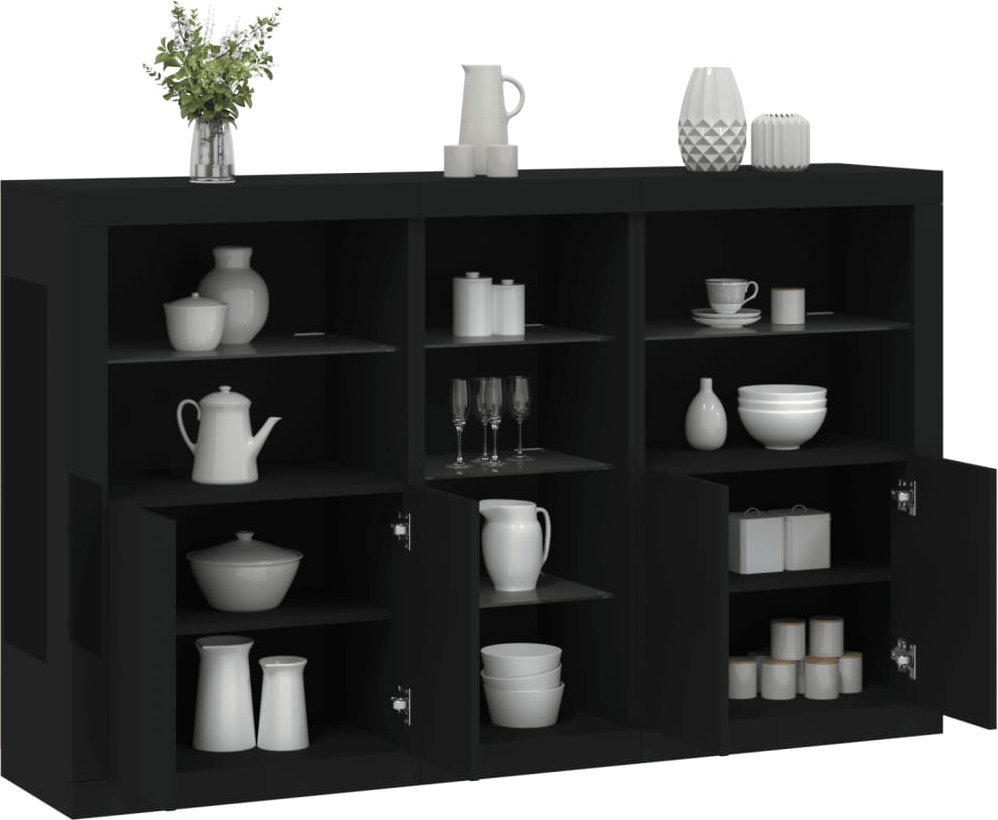 vidaXL vidaXL Szafka z oświetleniem LED, czarna, 162x37x100 cm