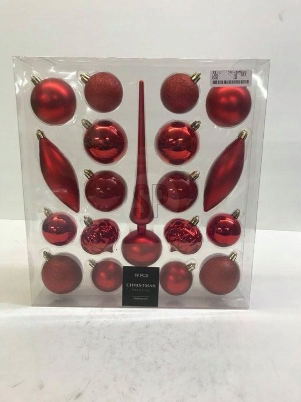 Home Styling Collection Zestaw bombek w różnych kształtach z czubkiem na choinkę 19 szt.