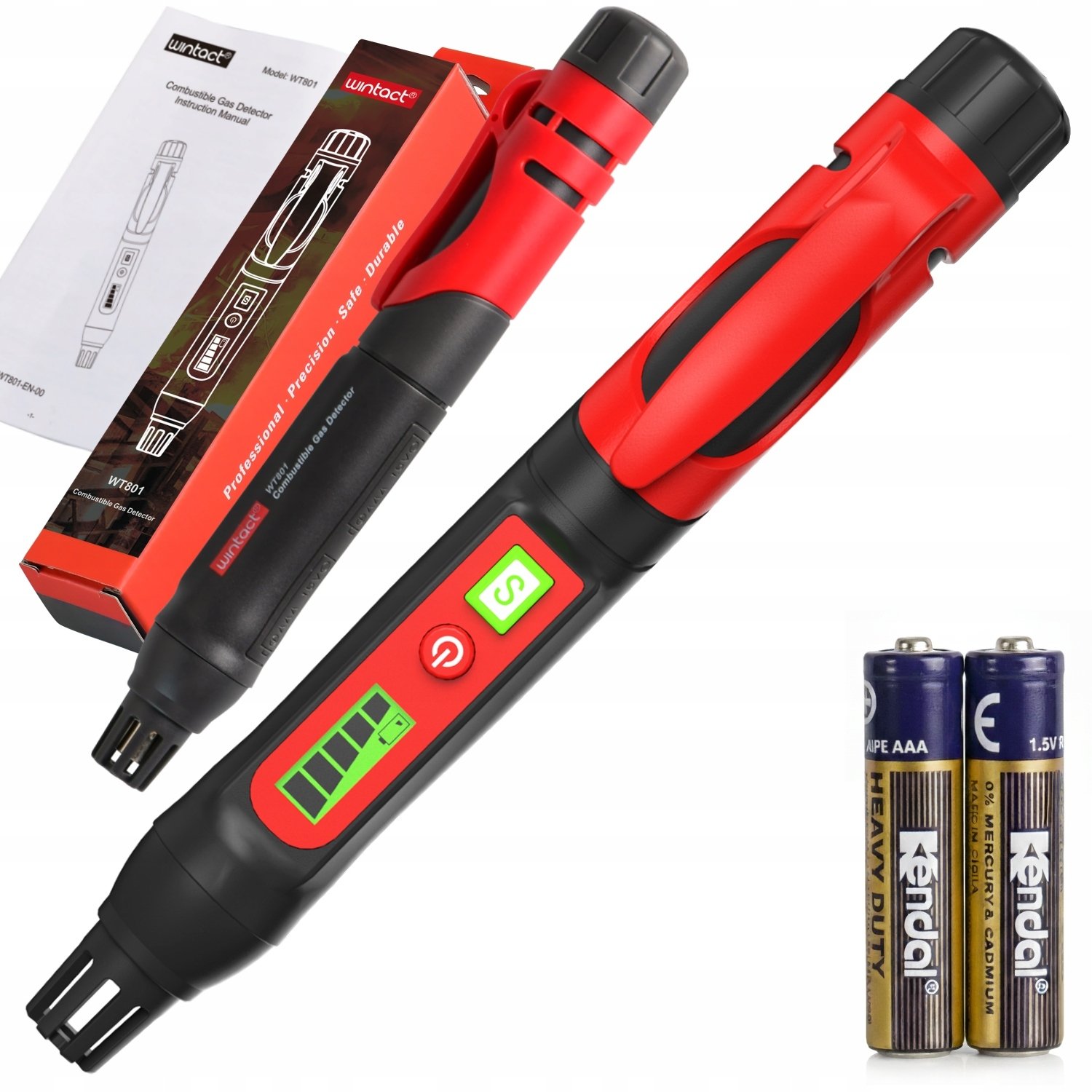 CZUŁY DETEKTOR WYCIEKU GAZU METAN PROPAN BUTAN INNE PALNE + ALARM + BATERIE