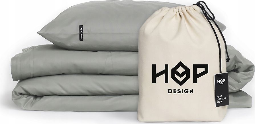 HOP DESIGN Pościel bawełna 220x200 oraz 2x70x80 Ciemny Szary