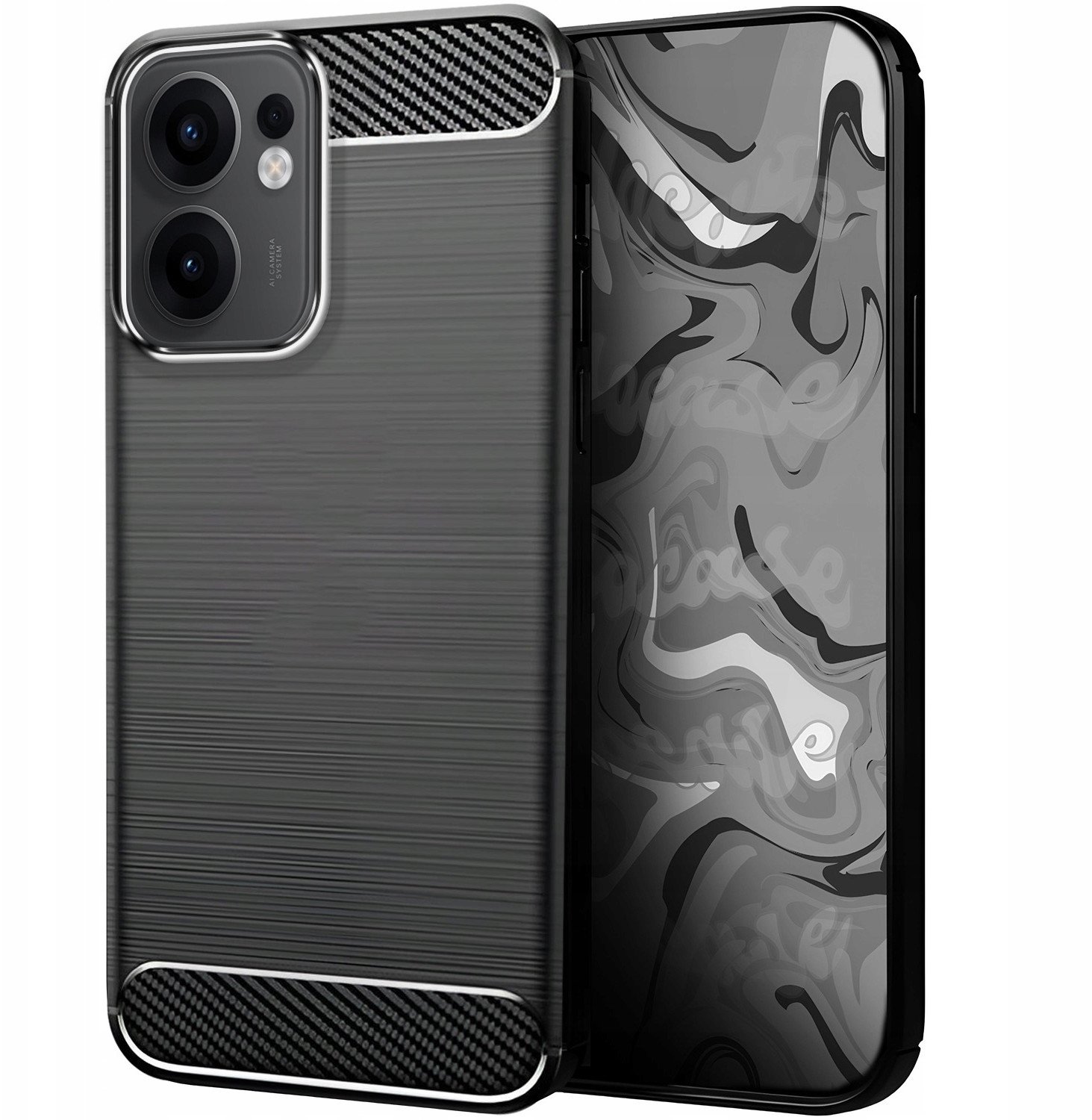 Etui do Oppo Reno13 F 5G (Czarne, Pancerne, Karbon, Pokrowiec, Plecki)