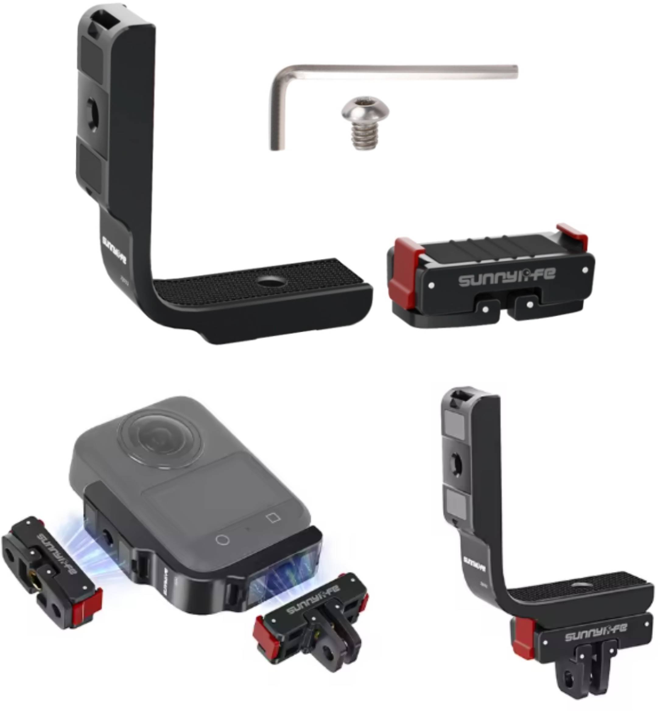 METALOWY UCHWYT PIONOWO-POZIOMY TYPU L Z ADAPTEREM MAGNETYCZNYM DO DJI OSMO 360