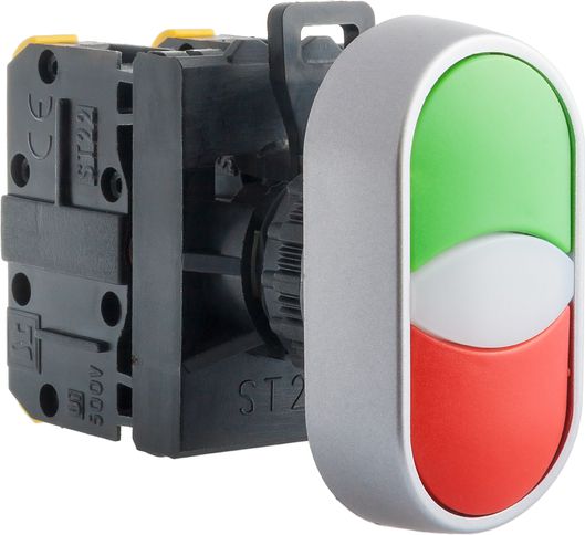 Spamel Przycisk sterowniczy 22mm podwójny czerwony/zielony z samopowrotem 2Z (ST22-2KL-20Z/C)
