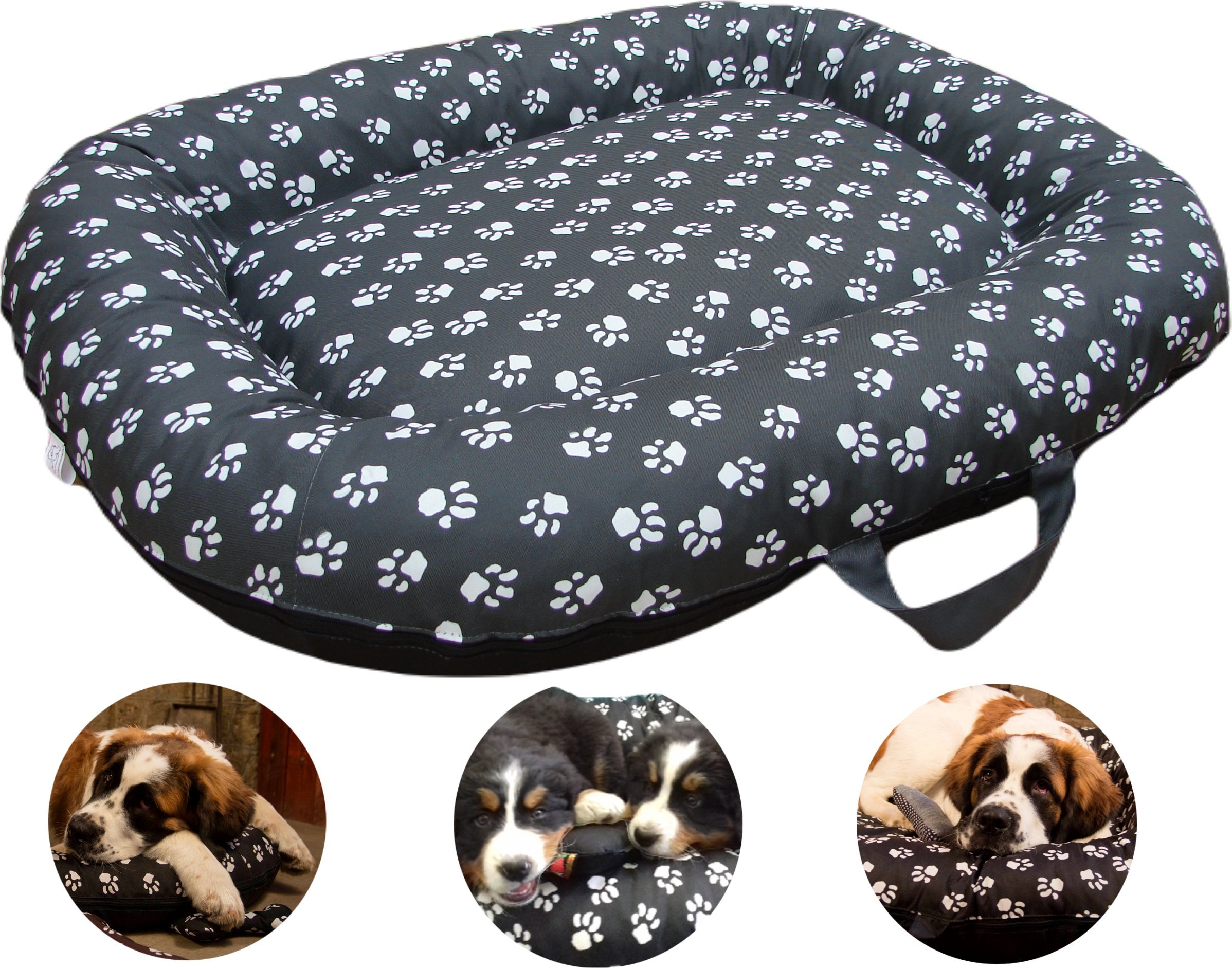 Legowisko Ponton dla psa gruby spód szary w łapki M 90/60 R.2