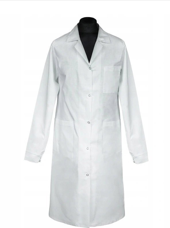 Fartuch Biały Laboratoryjny na napy springi 100% bawełna M
