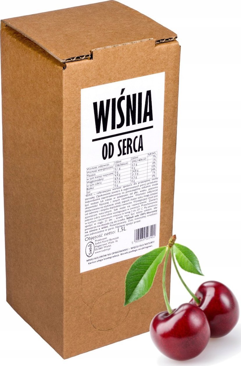 Sadvit sok wiśnia wiśniowy 100% sok z wiśni 1,5L