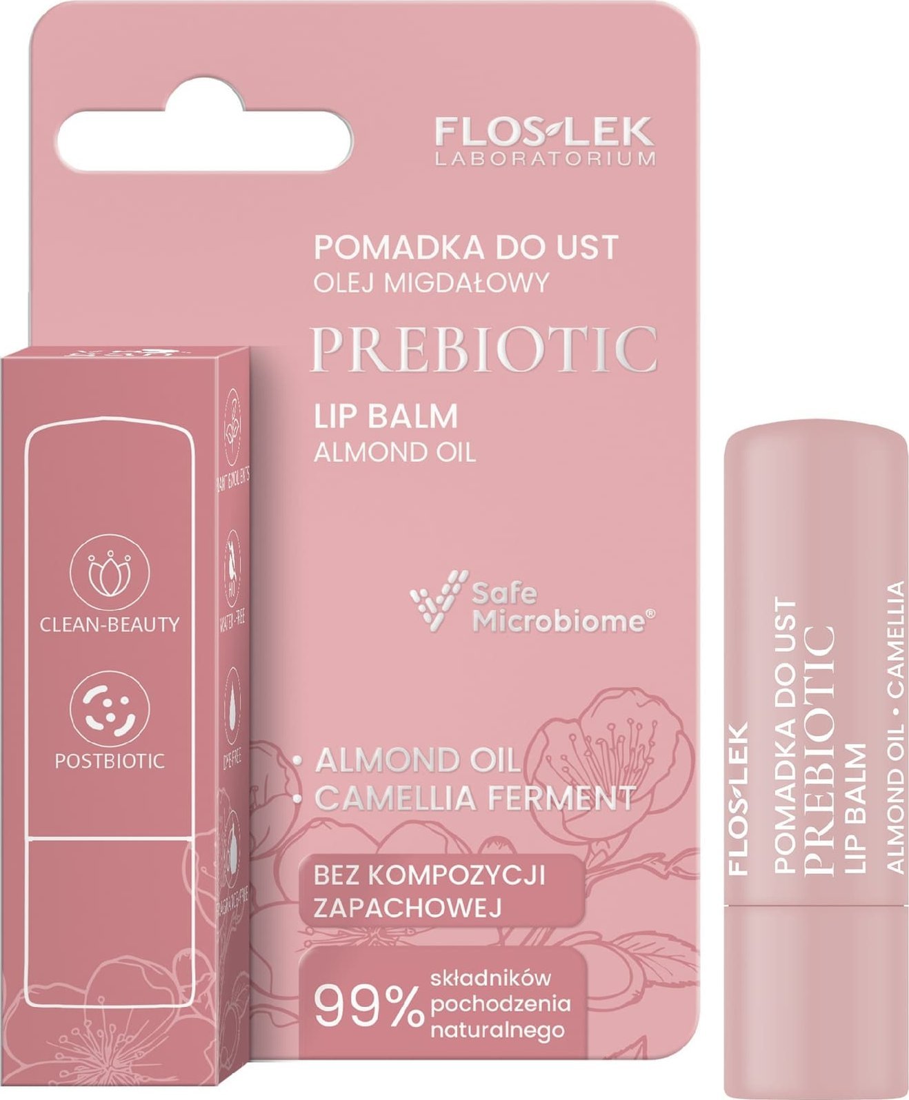 Floslek FLOSLEK Prebiotic Lip Care Prebiotyczna pomadka do ust olej migdałowy 4 g