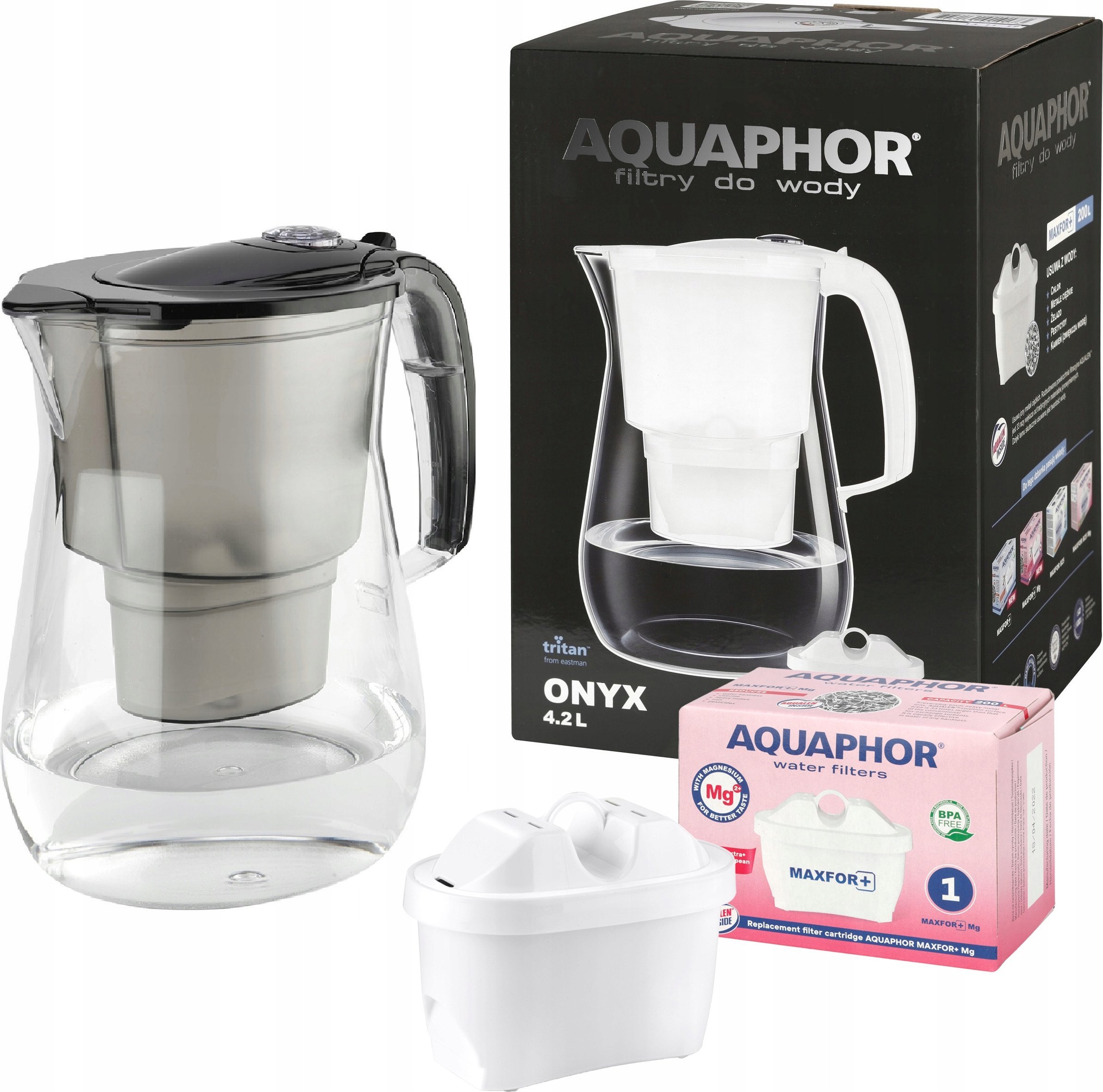 Dzbanek filtrujący Aquaphor Dzbanek filtrujący Onyx 4,2 czarny z filtrem B25 Mg+