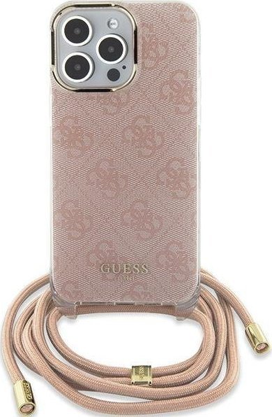 Guess Guess GUHCP15SHC4SEP iPhone 15 / 14 / 13 6.1" różowy/pink hardcase Crossbody Cord 4G Print