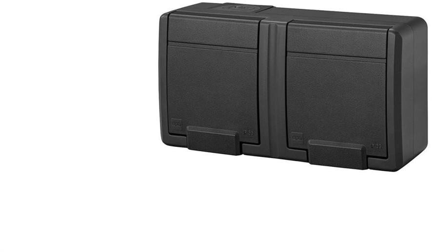 AQUANT 2K gniazdo natynkowe podwójne z uziemieniem 2x2P+Z IP55 antracytowy 5042-17