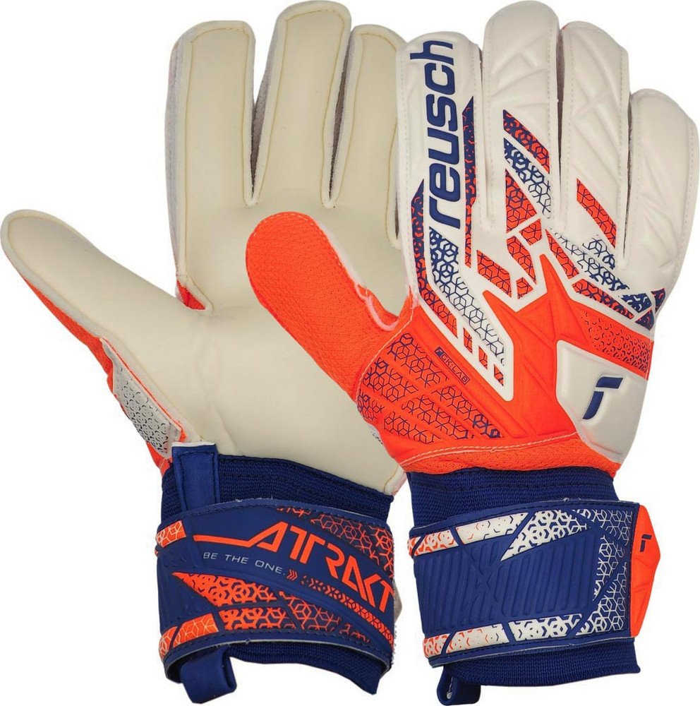 Rękawice bramkarskie Reusch Attrakt Solid biało-pomarańczowe 5570516 2500 7,5