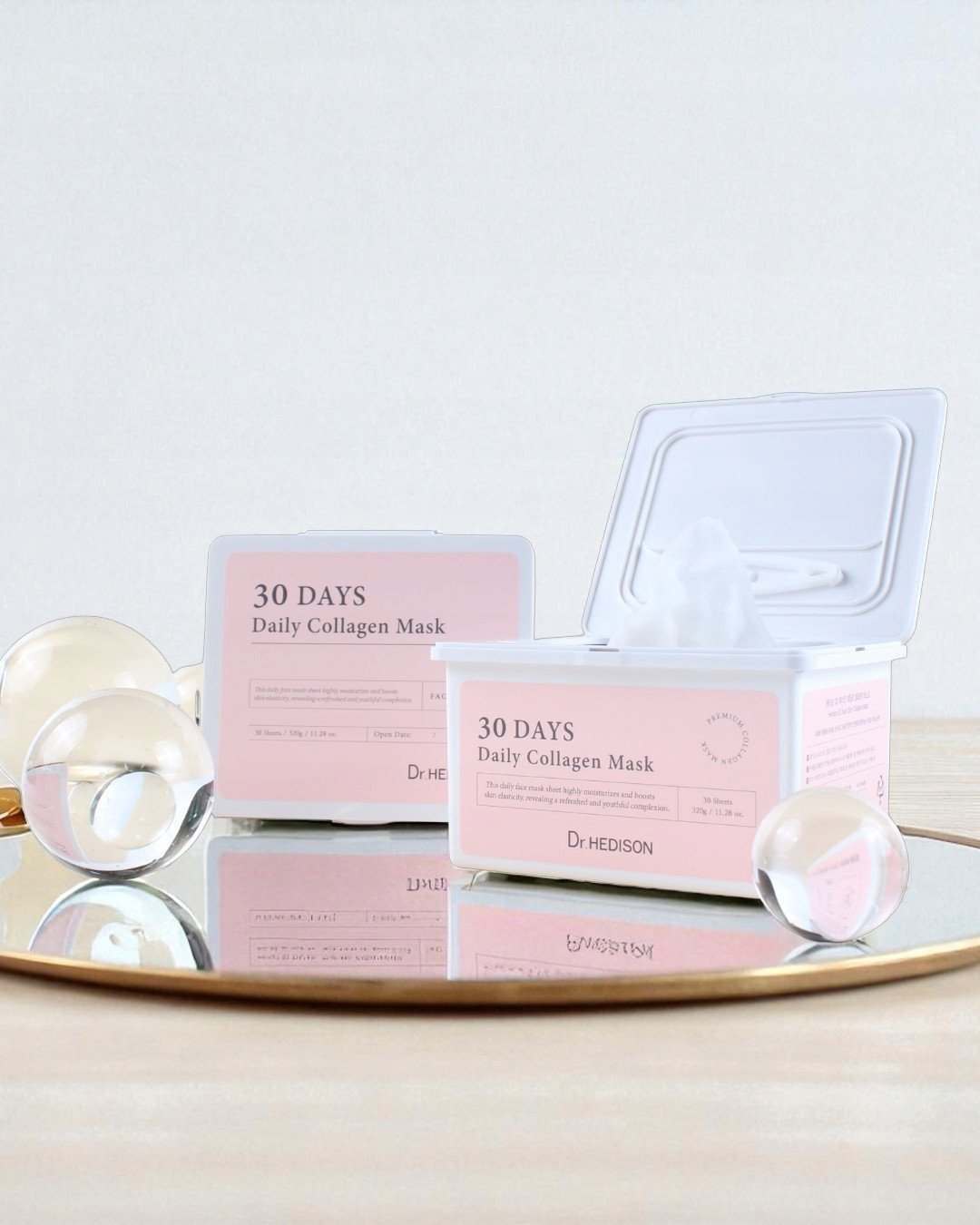 Set, Dr. Hedison, 30 Days Daily Collagen, Vegan, Intense Hydration, Sheet Mask, Face, Daily, 30 pcs, 320 g Unisex