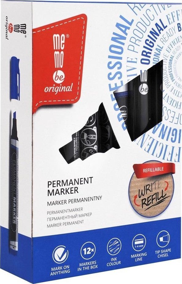 MemoBe Marker permanentny niebieski (12szt)