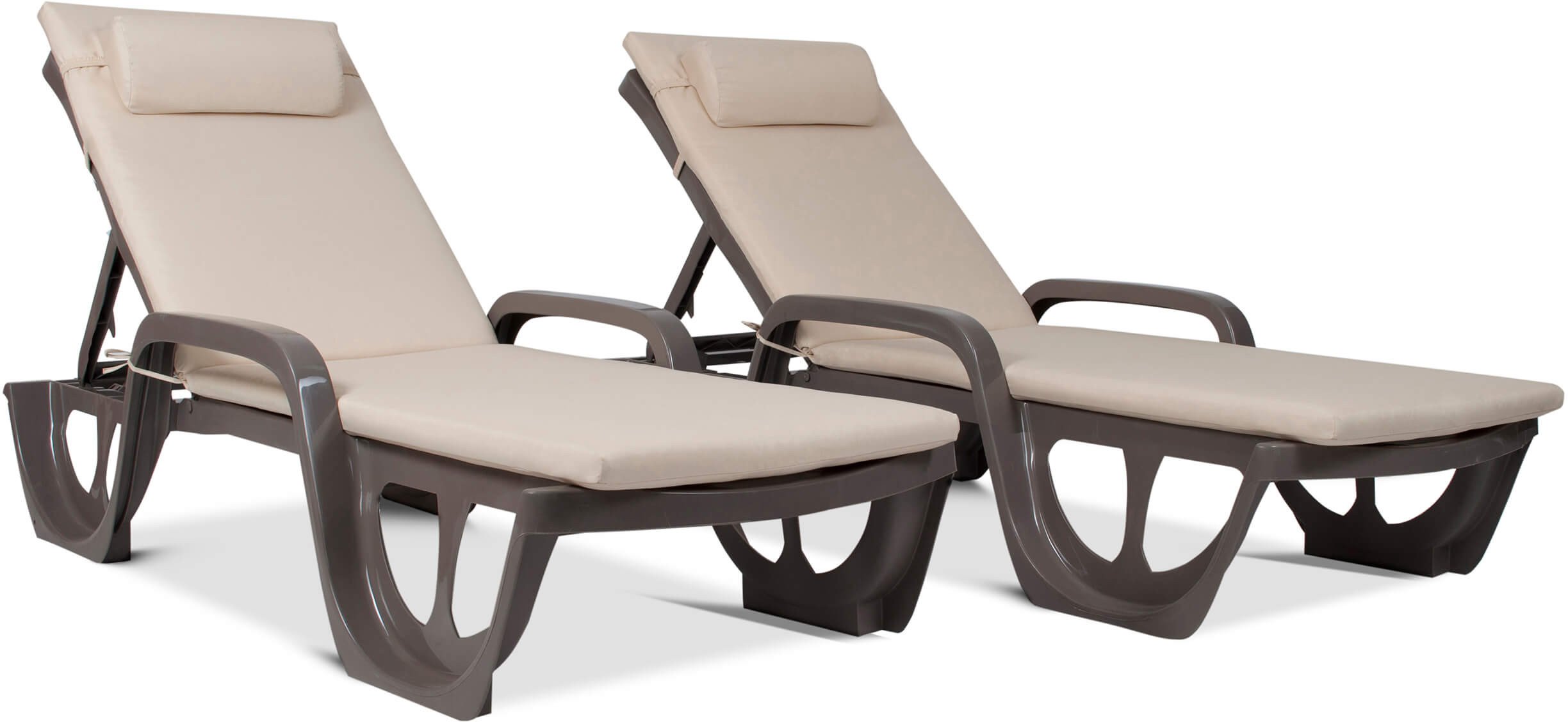 Zestaw 2 leżaków ogrodowych Keter FLORIDA cappuccino z poduszkami Bazkar MADERA S-17
