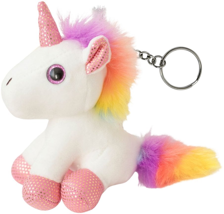 Pluszowy Jednorożec Brelok Metalowe Kółko Biały 12cm