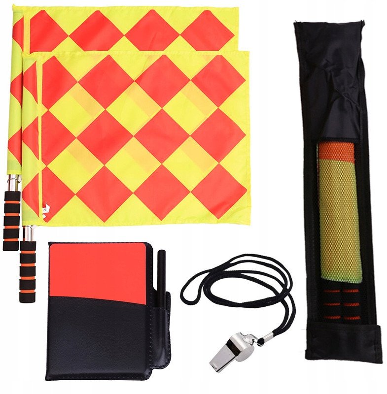 ZESTAW SĘDZIOWSKI Kartki SĘDZIEGO PIŁKI NOŻNEJ Notes Flagi Gwizdek Football