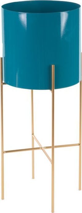 Eurofirany Donica dekoracyjna metalowa 22X53 turkusowa