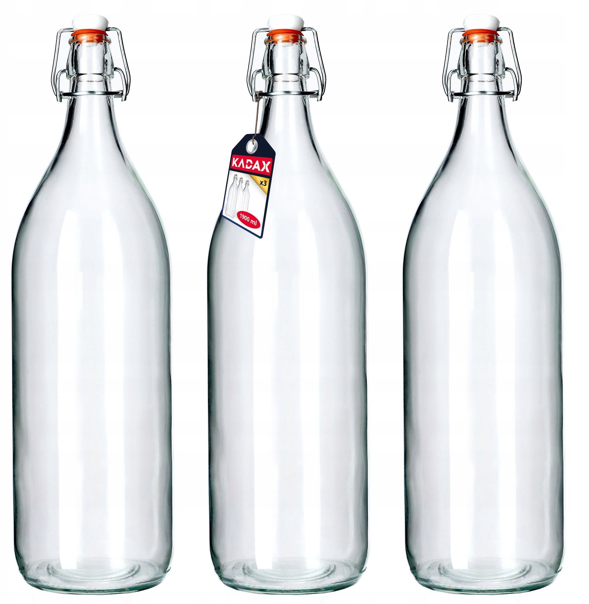 KADAX Butelka Szklana 2L Na Nalewkę Sok Wino Korek 3szt