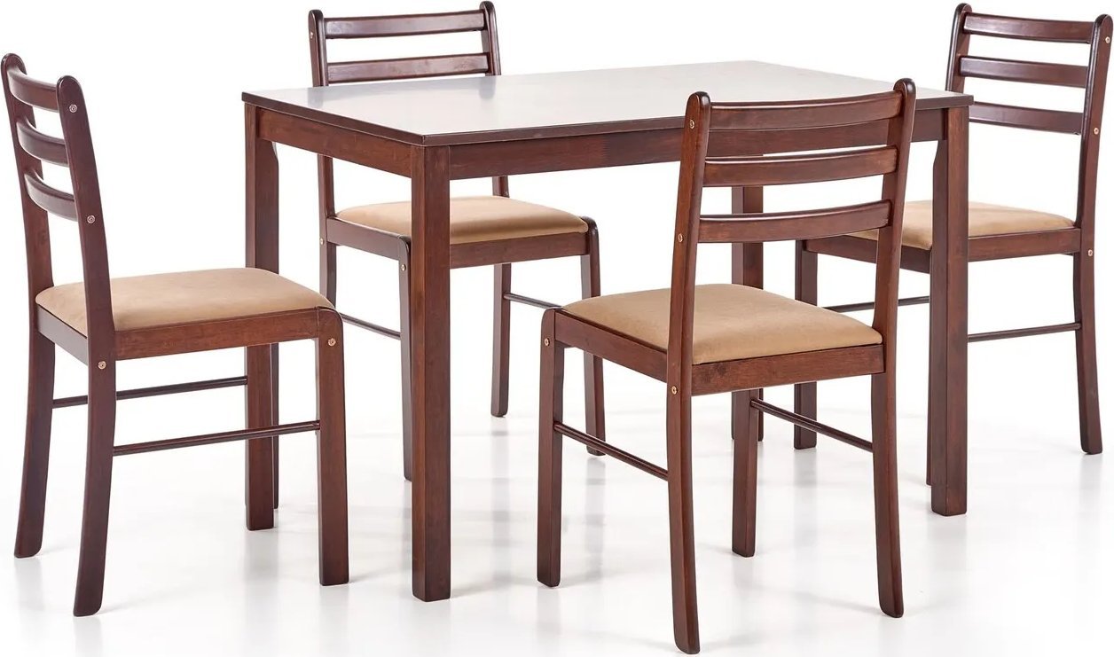 Halmar WNĘTRZARSKIE NEW STARTER 2 zestaw stół + 4 krzesła espresso