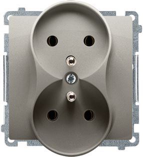 Kontakt-Simon Gniazdo podwójne Simon Basic z uziemieniem 16A satynowy (BMGZ2M.01/29)