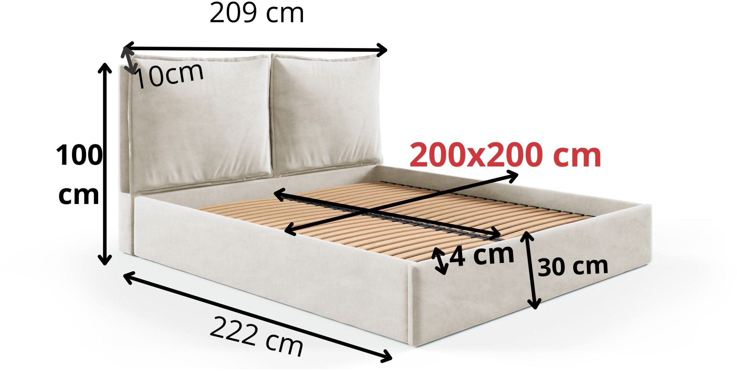 Łóżko 200x200 z pojemnikiem , metalowy stelaż GLAM riviera 21